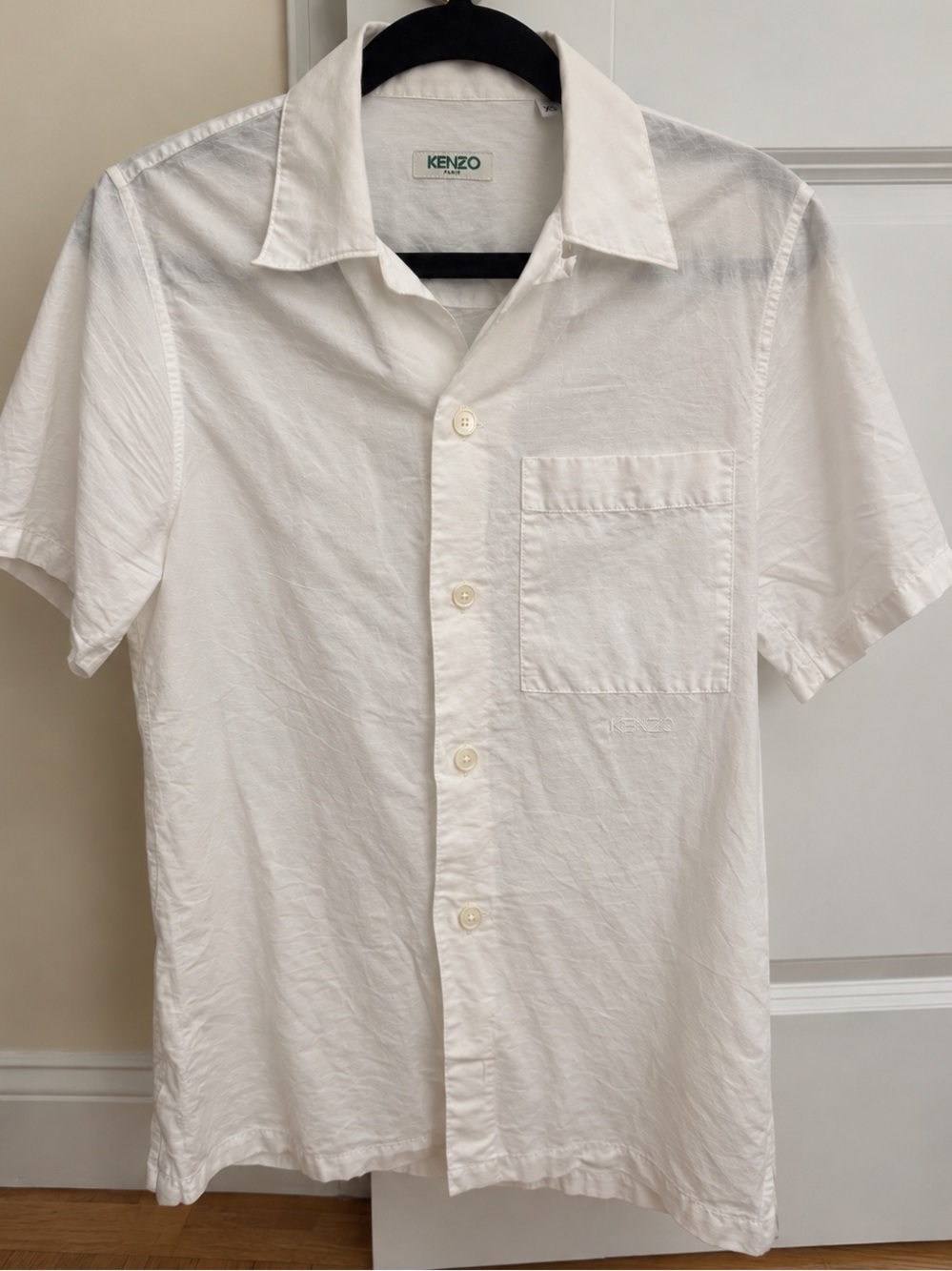 Kenzo White Short-Sleeve Casual Button-Down Shirt